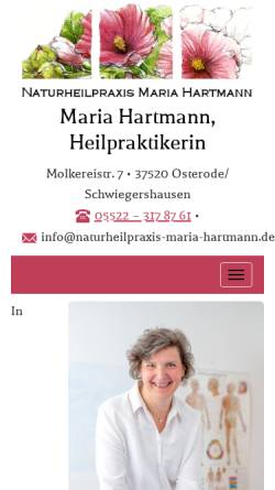 Vorschau der mobilen Webseite www.naturheilpraxis-maria-hartmann.de, Naturheilpraxis Maria Hartmann