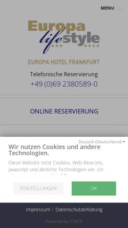 Vorschau der mobilen Webseite www.hoteleuropa-frankfurt.de, Hotel Europa