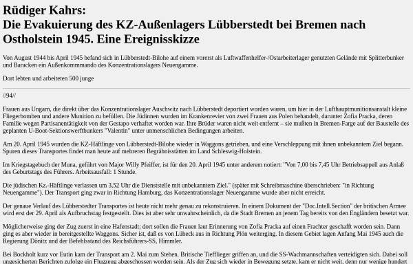 Vorschau von www.akens.org, MUNA - Die Evakuierung des KZ-Außenlagers Lübberstedt