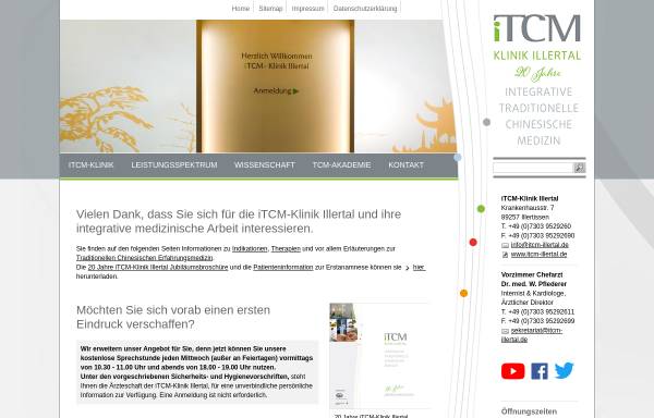 Vorschau von www.itcm-illertal.de, Klinik für integrative Traditionelle Chinesische Medizin Illertal GmbH -iTCM-Klinik Illertal