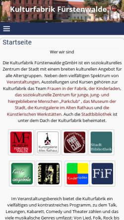 Vorschau der mobilen Webseite wordpress.kulturfabrik-fuerstenwalde.de, Kulturfabrik Fürstenwalde