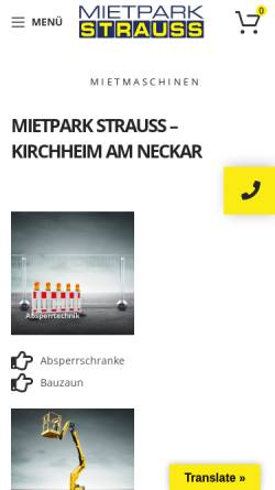 Vorschau der mobilen Webseite www.mietpark-strauss.de, Mietpark - Thomas Strauß