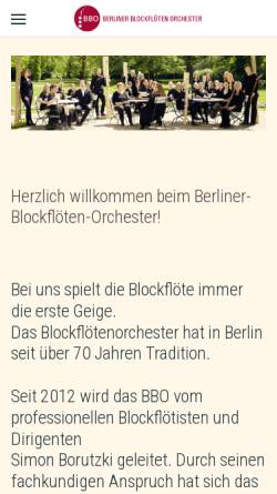 Vorschau der mobilen Webseite www.berliner-blockfloeten-orchester.de, Blockflöten Orchester Berlin
