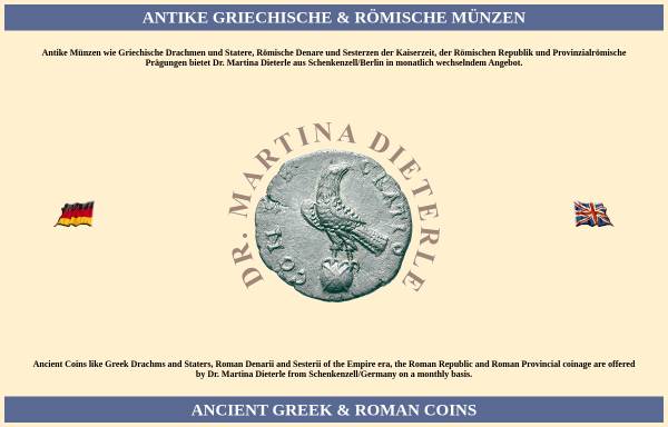 Antike griechische & römische Münzen, Dr. Martina Dieterle