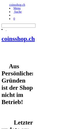Vorschau der mobilen Webseite www.coinsshop.ch, Coins Shop, Hermann Walser