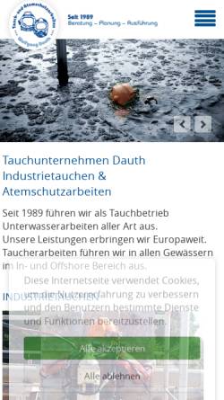Vorschau der mobilen Webseite www.tauchunternehmen.com, Tauch- und Atemschutzarbeiten Wolfgang Dauth