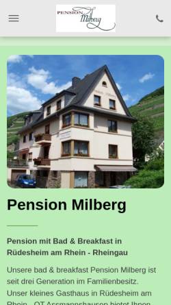 Vorschau der mobilen Webseite www.pension-milberg.de, Pension Milberg in Assmannshausen am Rhein