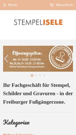 Vorschau der mobilen Webseite www.stempel-isele.de, Stempel Isele