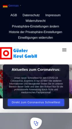 Vorschau der mobilen Webseite www.keul.de, Abwassertest.de - Günter Keul GmbH