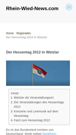 Vorschau der mobilen Webseite www.hessentag-2012.de, Hessentag 2012