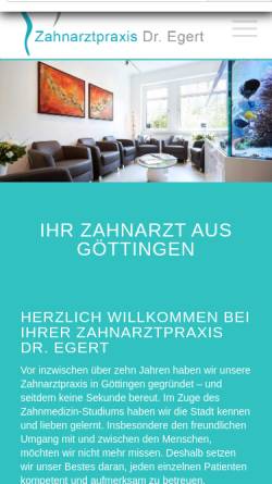 Vorschau der mobilen Webseite zahnarzt-goettingen.eu, Egert, Dr. med. dent. Sebastian und Kipshagen, Dr. med. dent. Hanne
