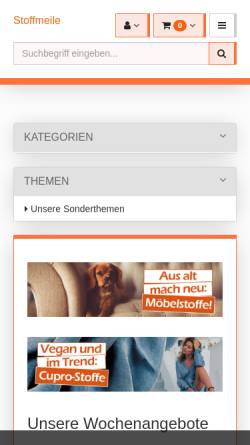 Vorschau der mobilen Webseite www.stoffmeile.de, Stoffmeile GmbH