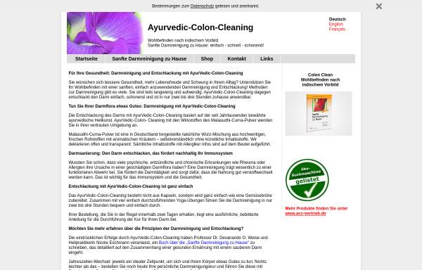 Vorschau von ayurvedic-colon-cleaning.com, Ayurvedic-Colon-Cleaning, Martin Böllinger