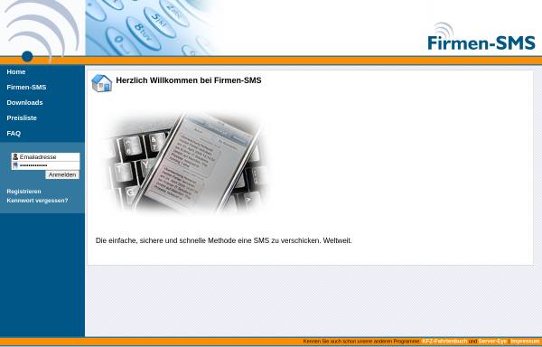 Vorschau von www.firmen-sms.de, Firmen-SMS.de, Krämer IT Solutions GmbH