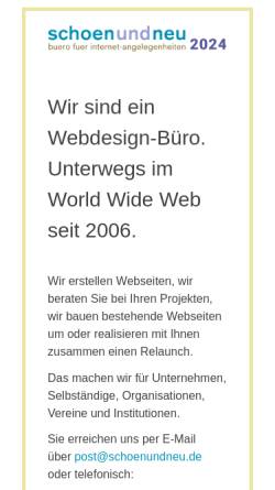 Vorschau der mobilen Webseite schoenundneu.de, Schoenundneu buero fuer internet-angelegenheiten GbR