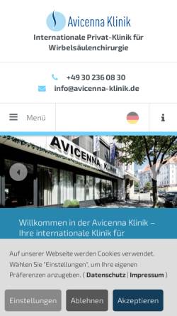 Vorschau der mobilen Webseite avicenna-klinik.com, Avicenna Klinik Berlin