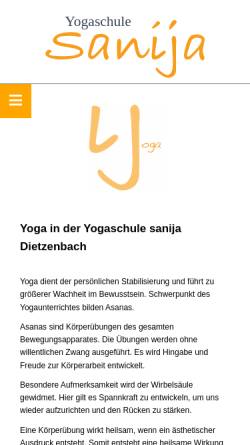 Vorschau der mobilen Webseite www.sanija-yoga.de, Yogaschule Sanija