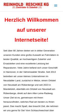 Vorschau der mobilen Webseite www.xn--reschkezweirder-clb.de, Fahrrad Reschke KG