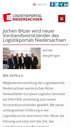 Vorschau der mobilen Webseite www.logistikportal-niedersachsen.de, Logistikinitiative Niedersachsen