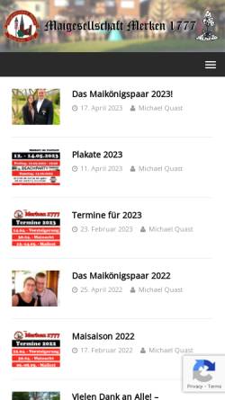 Vorschau der mobilen Webseite www.mgmerken.de, Maigesellschaft Merken 1777