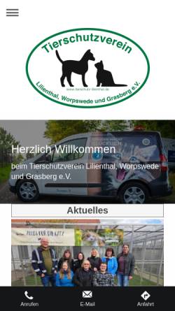 Vorschau der mobilen Webseite www.tierschutz-lilienthal.de, Tierschutzverein Lilienthal, Worpswede und Grasberg e.V.