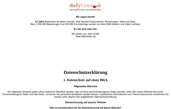 Vorschau von www.babyvoten.de, Eltern- und Kindportal