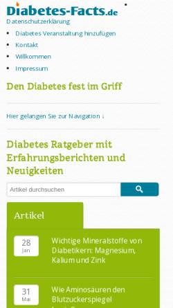 Vorschau der mobilen Webseite www.diabetes-facts.de, Diabetes-Facts.de