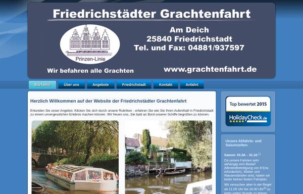Vorschau von www.grachtenfahrt.de, Friedrichstädter Grachtenschiffahrt