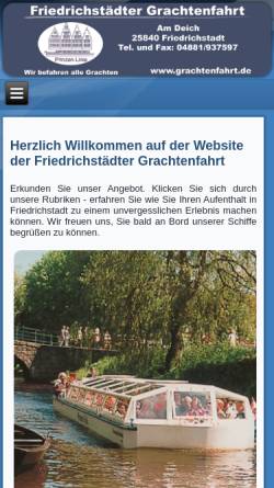 Vorschau der mobilen Webseite www.grachtenfahrt.de, Friedrichstädter Grachtenschiffahrt