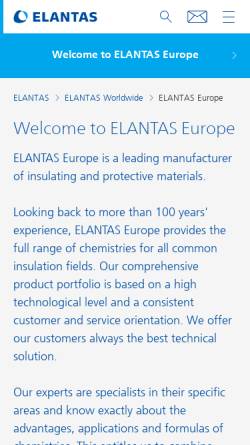 Vorschau der mobilen Webseite www.elantas.com, Elantas Beck GmbH