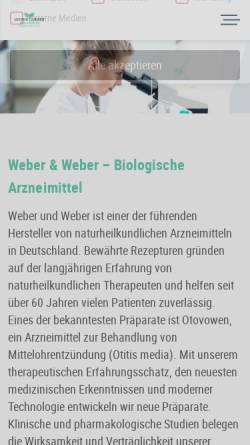 Vorschau der mobilen Webseite weber-weber.de, Weber & Weber GmbH & Co. KG Biologische Arzneimittel