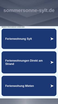 Vorschau der mobilen Webseite www.sommersonne-sylt.de, SommerSonneSylt.de
