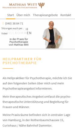 Vorschau der mobilen Webseite www.mathias-witt.de, Mathias Witt - Heilpraktiker für Psychotherapie