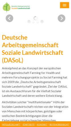 Vorschau der mobilen Webseite www.soziale-landwirtschaft.de, Deutsche Arbeitsgemeinschaft Soziale Landwirtschaft
