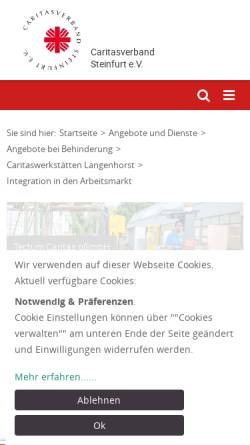 Vorschau der mobilen Webseite www.cw-l.de, Caritaswerkstätten Langenhorst, Werkstatt für behinderte Menschen