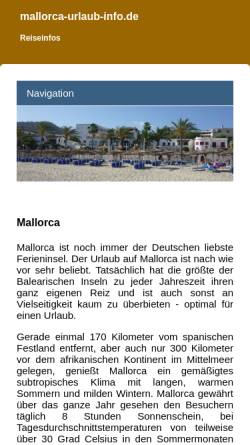 Vorschau der mobilen Webseite www.mallorca-urlaub-info.de, Mallorca - Urlaub - Info