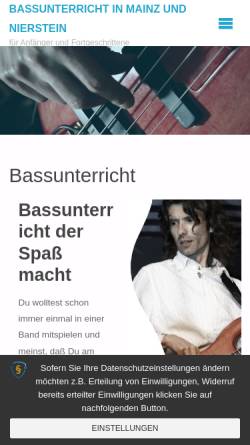 Vorschau der mobilen Webseite www.bassunterricht-mainz.de, E-Bass-Unterricht