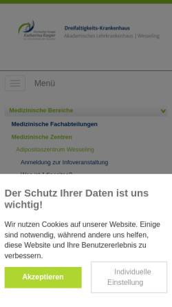 Vorschau der mobilen Webseite www.krankenhaus-wesseling.de, Adipositaszentrum Wesseling