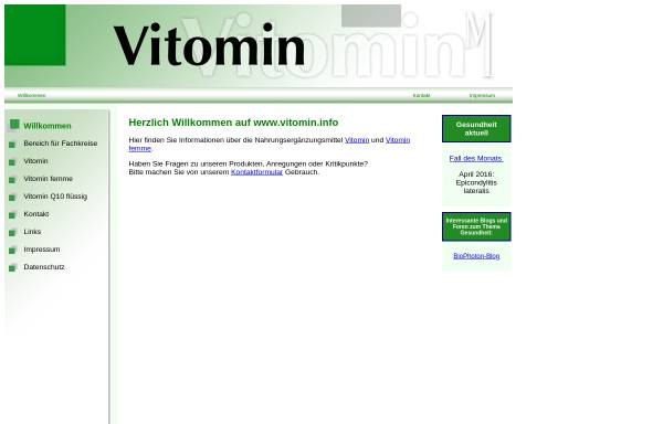 Vorschau von www.vitomin.info, Vitomin Nahrungsergänzungsmittel