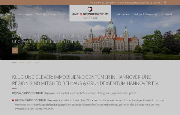 Vorschau von www.haus-und-grundeigentum.de, Haus & Grundeigentum Hannover e.V.