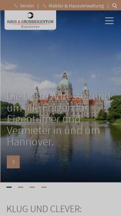 Vorschau der mobilen Webseite www.haus-und-grundeigentum.de, Haus & Grundeigentum Hannover e.V.