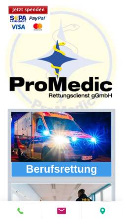 Vorschau der mobilen Webseite www.promedic.de, ProMedic Rettungsdienst gGmbH