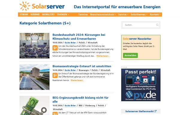 Vorschau von www.solarthemen.de, Solarthemen