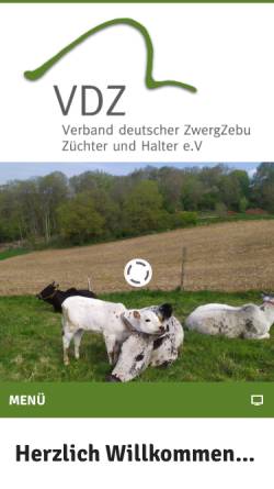 Vorschau der mobilen Webseite www.zwergzebu-bundesverband.de, Verband deutscher Zwergzebuzüchter und -halter