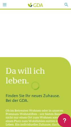 Vorschau der mobilen Webseite www.gda.de, Gesellschaft für Dienste im Alter mbH (GDA)