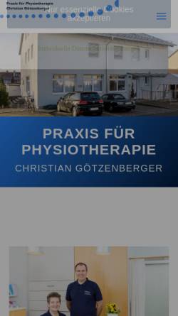 Vorschau der mobilen Webseite www.physiotherapie-goetzenberger.de, Praxis für Physiotherapie Krankengymnastik und Massage Christian Götzenberger
