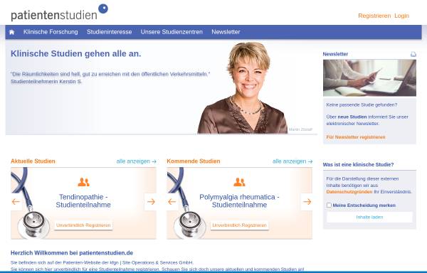 Vorschau von www.patientenstudien.de, Patientenstudien