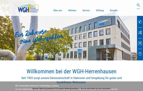 Vorschau von www.wgh-herrenhausen.de, Wohnungsgenossenschaft Herrenhausen eG