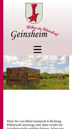 Vorschau der mobilen Webseite www.geinsheim-pfalz.de, Geinsheim in der Pfalz