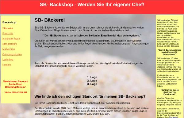 Vorschau von www.sbbackshop.de, SB Backshop